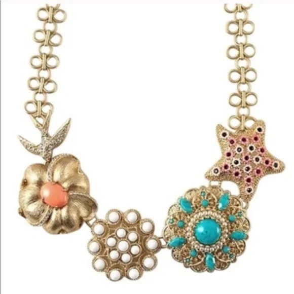 Stella & Dot | Retired Vintage Gold🌺🕊Birds of Paradise Statement Necklace - Picture 7 of 15